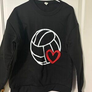 Black Sweatshirt with Volleyball and Heart Design